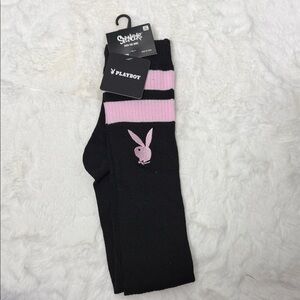 Playboy Black & Pink Logo Crew Socks NWT
